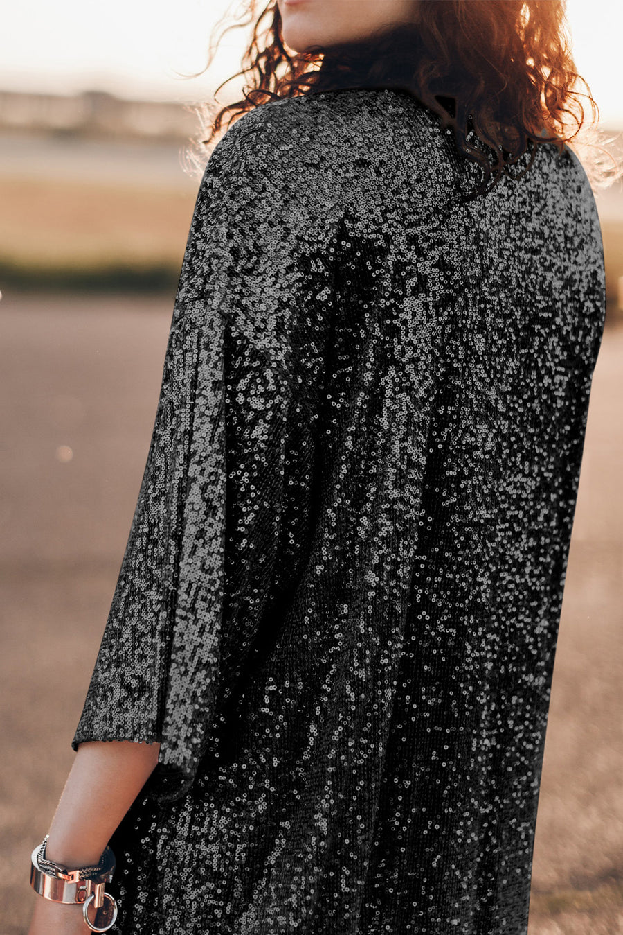 Sequin Open Front Duster Cardigan - 3IN SMART Shop  #