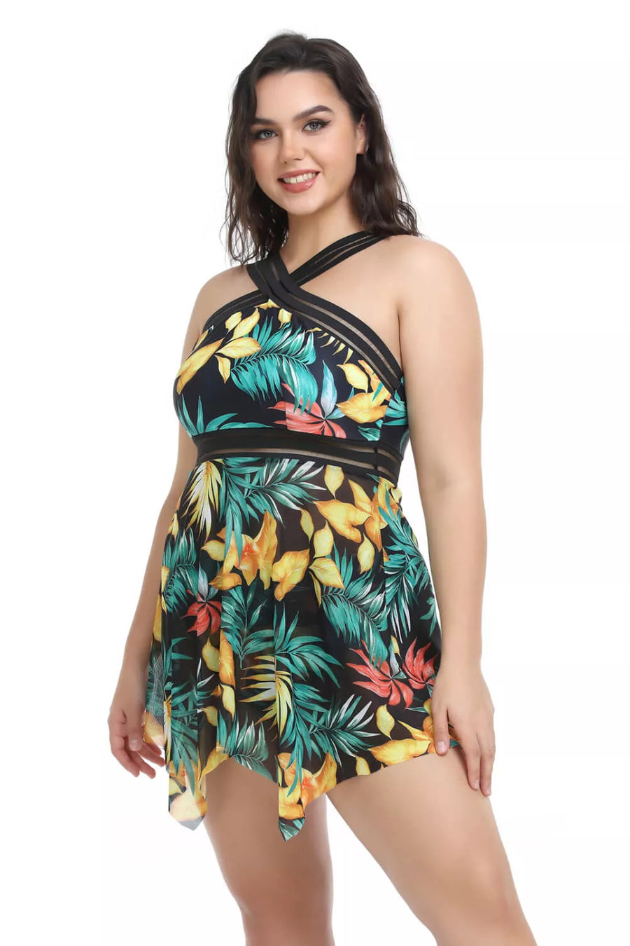 Plus Size Handkerchief-Hem Swim Dress and Bottoms Set - 3IN SMART Shop  #