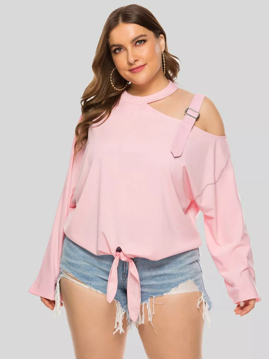 Plus Size Cold-Shoulder Tied Top - 3IN SMART Shop  #