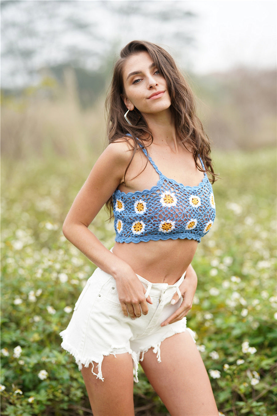 Floral Crochet Cropped Cami - 3IN SMART Shop  #