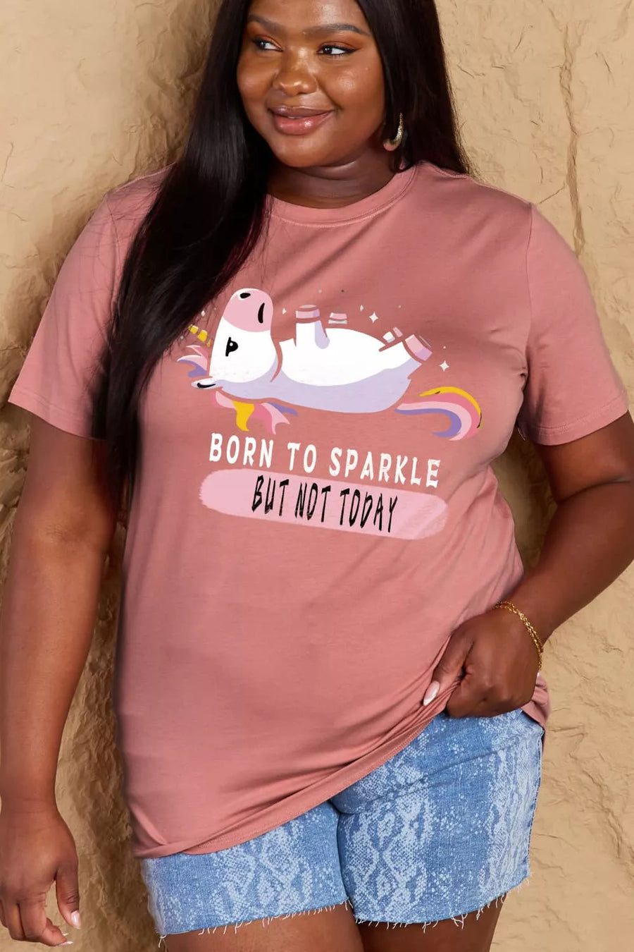 Full Size BORN TO SPARKLE BUT NOT TODAY Graphic Cotton Tee - 3IN SMART Shop  #