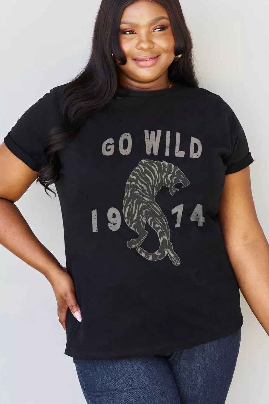 Full Size GO WILD 1974 Graphic Cotton Tee - 3IN SMART Shop  #