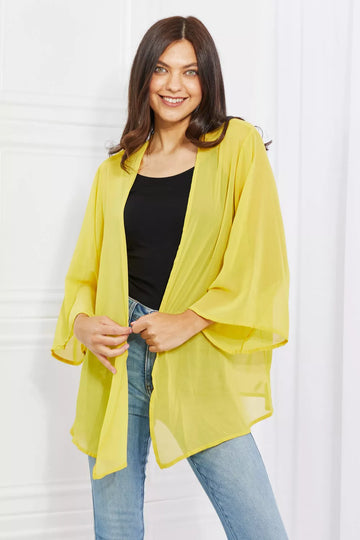 Full Size Chiffon Kimono in Yellow - 3IN SMART Shop  #