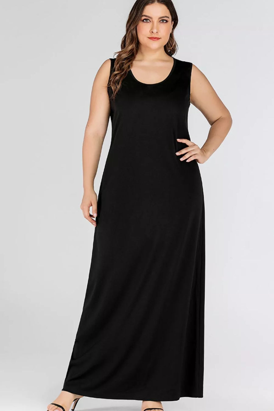 Plus Size Scoop Neck Maxi Tank Dress - 3IN SMART Shop  #