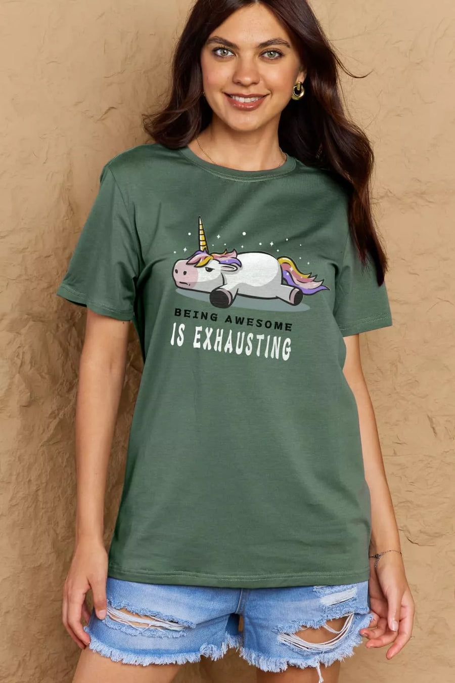 Full Size BEING AWESOME IS EXHAUSTING Graphic Cotton Tee