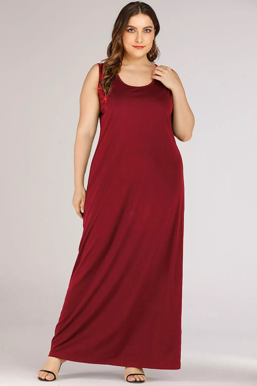 Plus Size Scoop Neck Maxi Tank Dress - 3IN SMART Shop  #