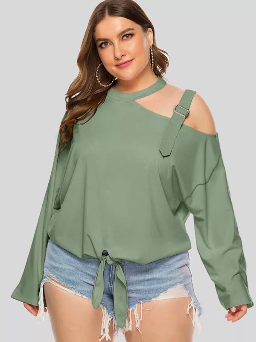 Plus Size Cold-Shoulder Tied Top - 3IN SMART Shop  #