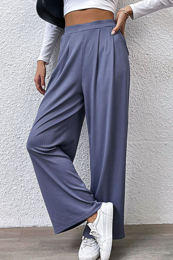 Pleated Detail Wide-Leg Pants with Pockets - 3IN SMART Shop  #