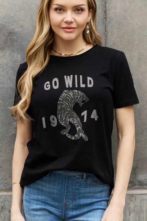 Full Size GO WILD 1974 Graphic Cotton Tee - 3IN SMART Shop  #