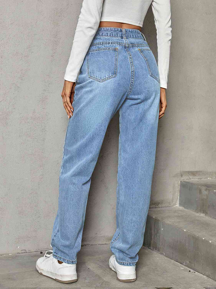 Asymmetrical Straight Leg Jeans - 3IN SMART Shop  #