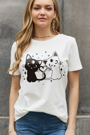 Full Size Cats Graphic Cotton Tee - 3IN SMART Shop  #