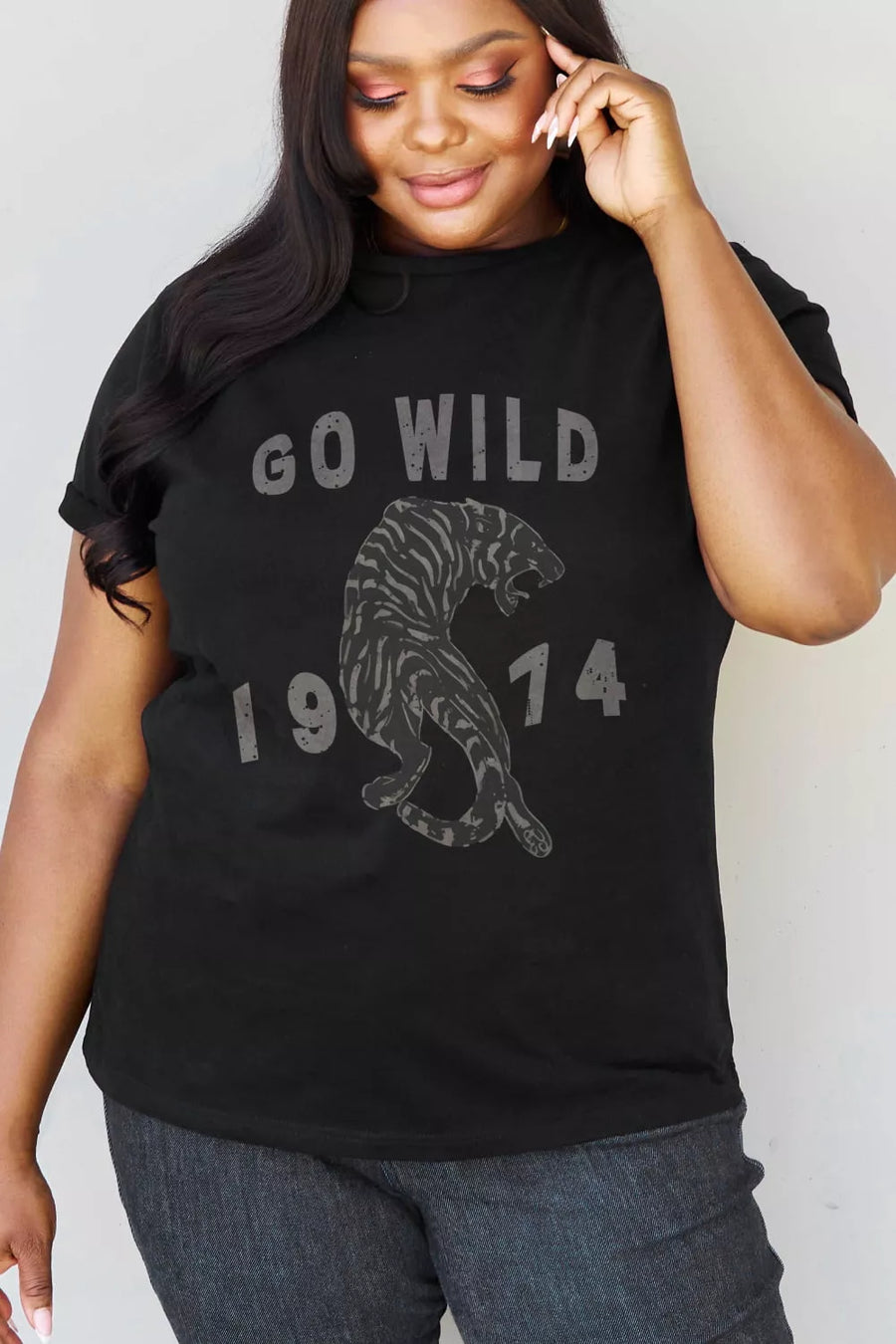 Full Size GO WILD 1974 Graphic Cotton Tee - 3IN SMART Shop  #