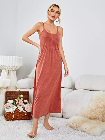 Scoop Neck Spaghetti Strap Night Dress - 3IN SMART Shop  #