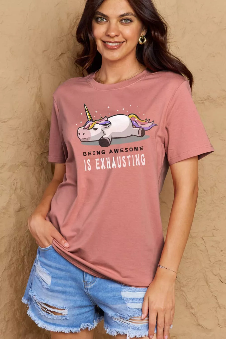 Full Size BEING AWESOME IS EXHAUSTING Graphic Cotton Tee - 3IN SMART Shop  #