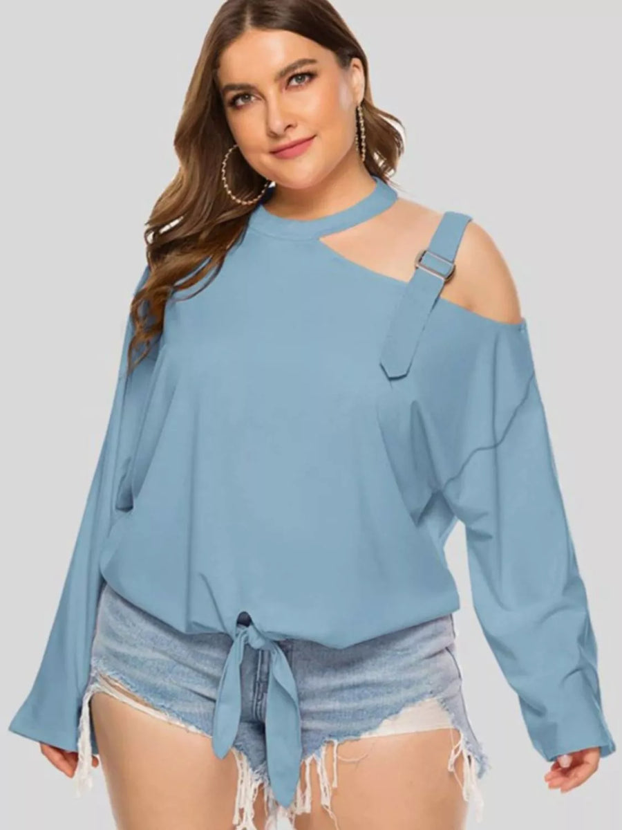 Plus Size Cold-Shoulder Tied Top - 3IN SMART Shop  #