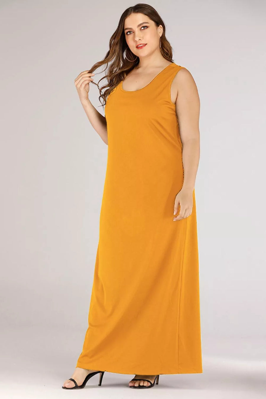 Plus Size Scoop Neck Maxi Tank Dress - 3IN SMART Shop  #