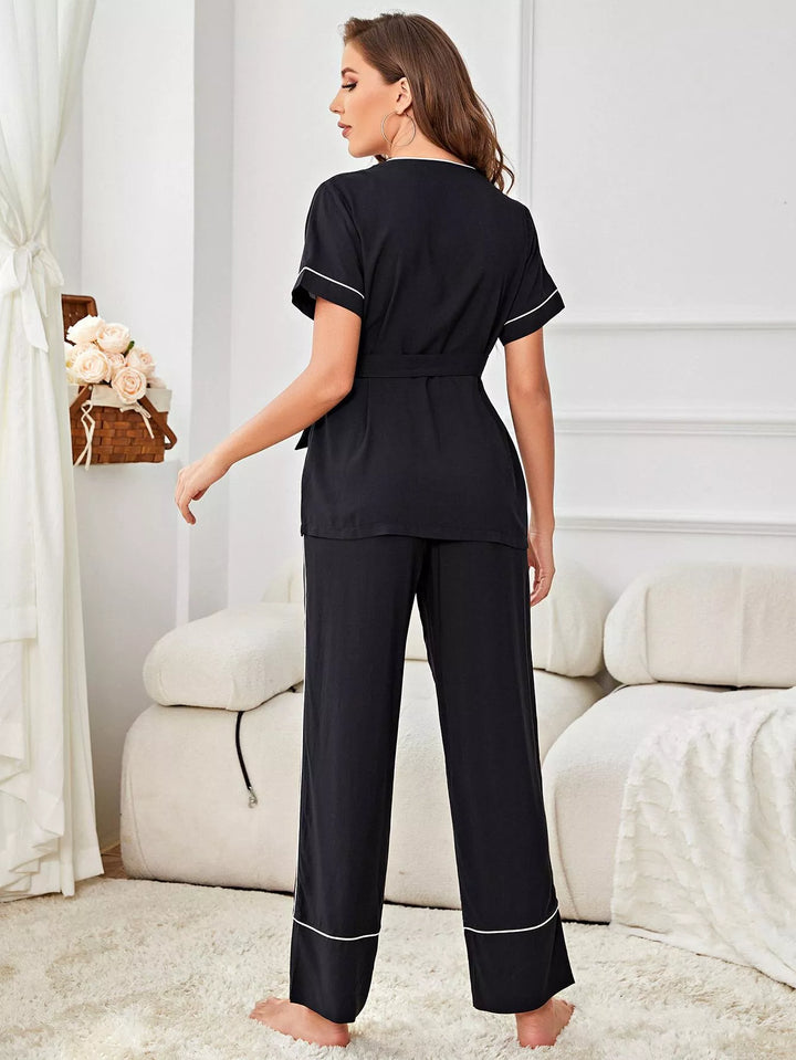 Belted Top and Pants Pajama Set - 3IN SMART Shop  #