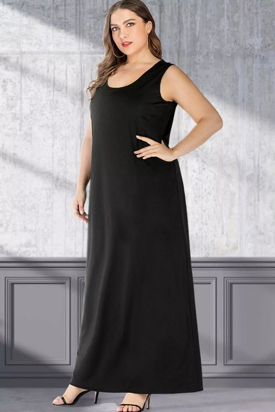 Plus Size Scoop Neck Maxi Tank Dress - 3IN SMART Shop  #