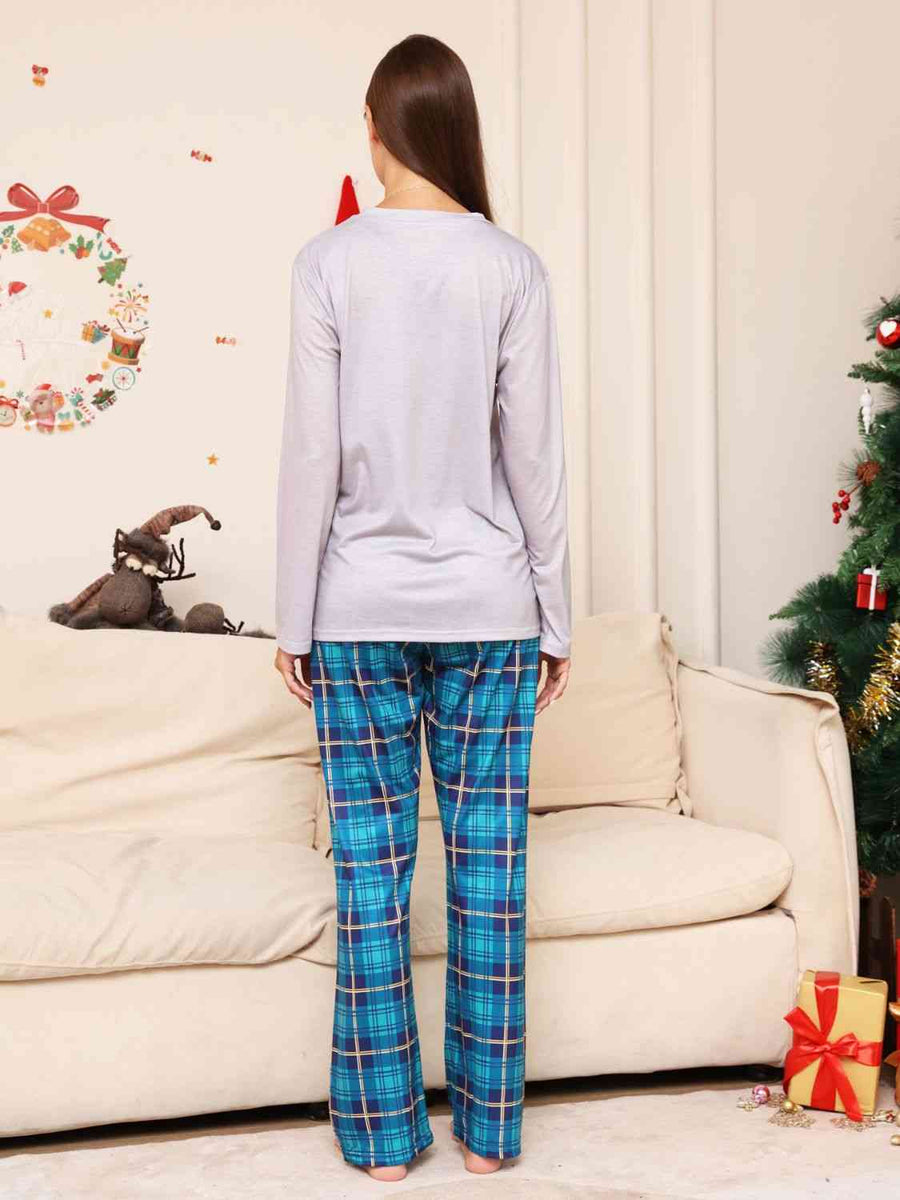 Full Size Rudolph Graphic Long Sleeve Top and Plaid Pants Set - 3IN SMART Shop  #