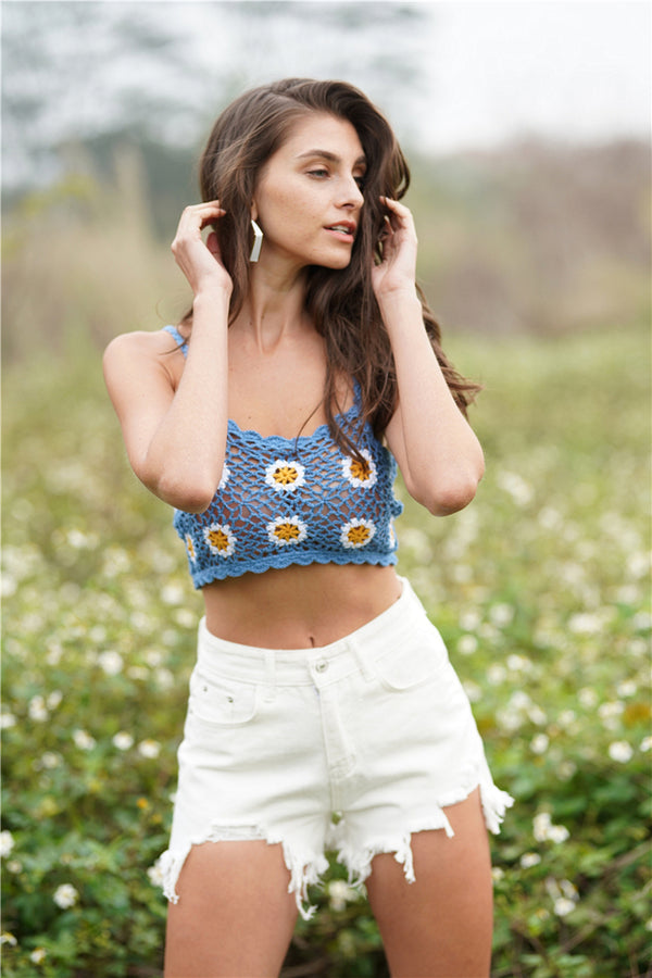 Floral Crochet Cropped Cami - 3IN SMART Shop  #
