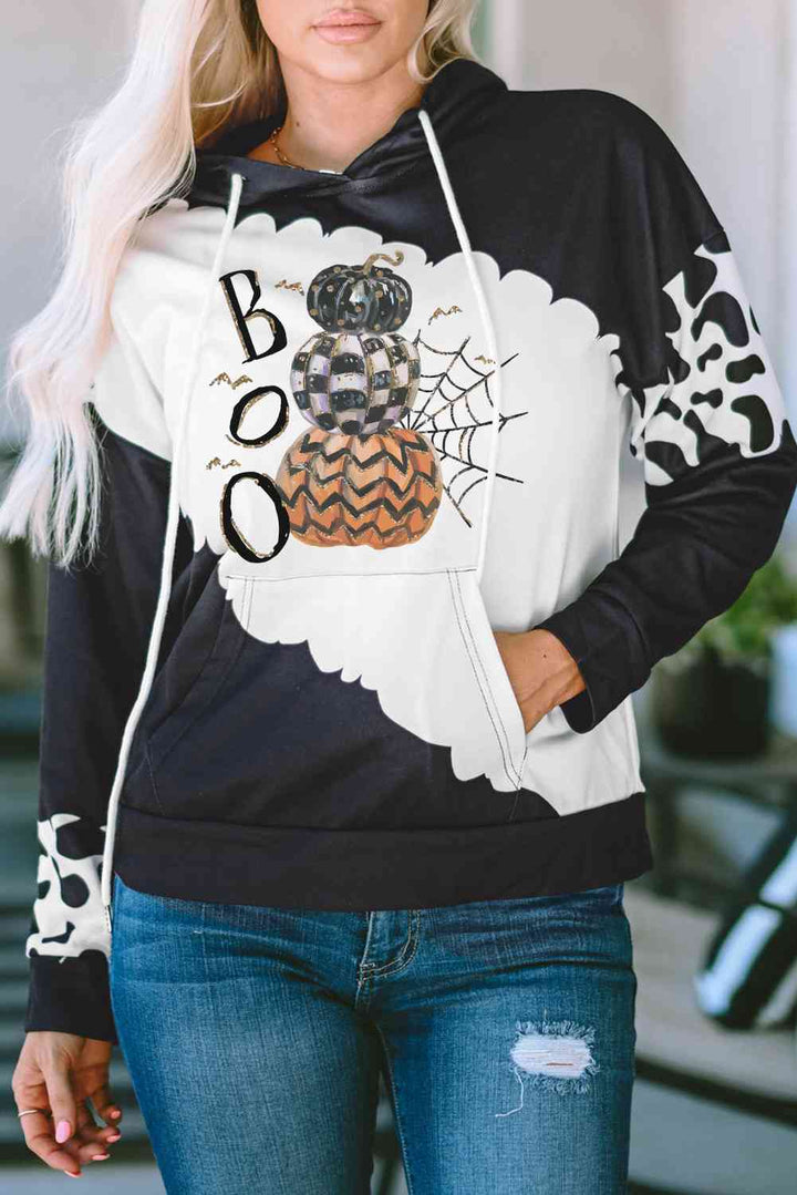 Graphic Drawstring Hoodie with Pocket - 3IN SMART Shop  #