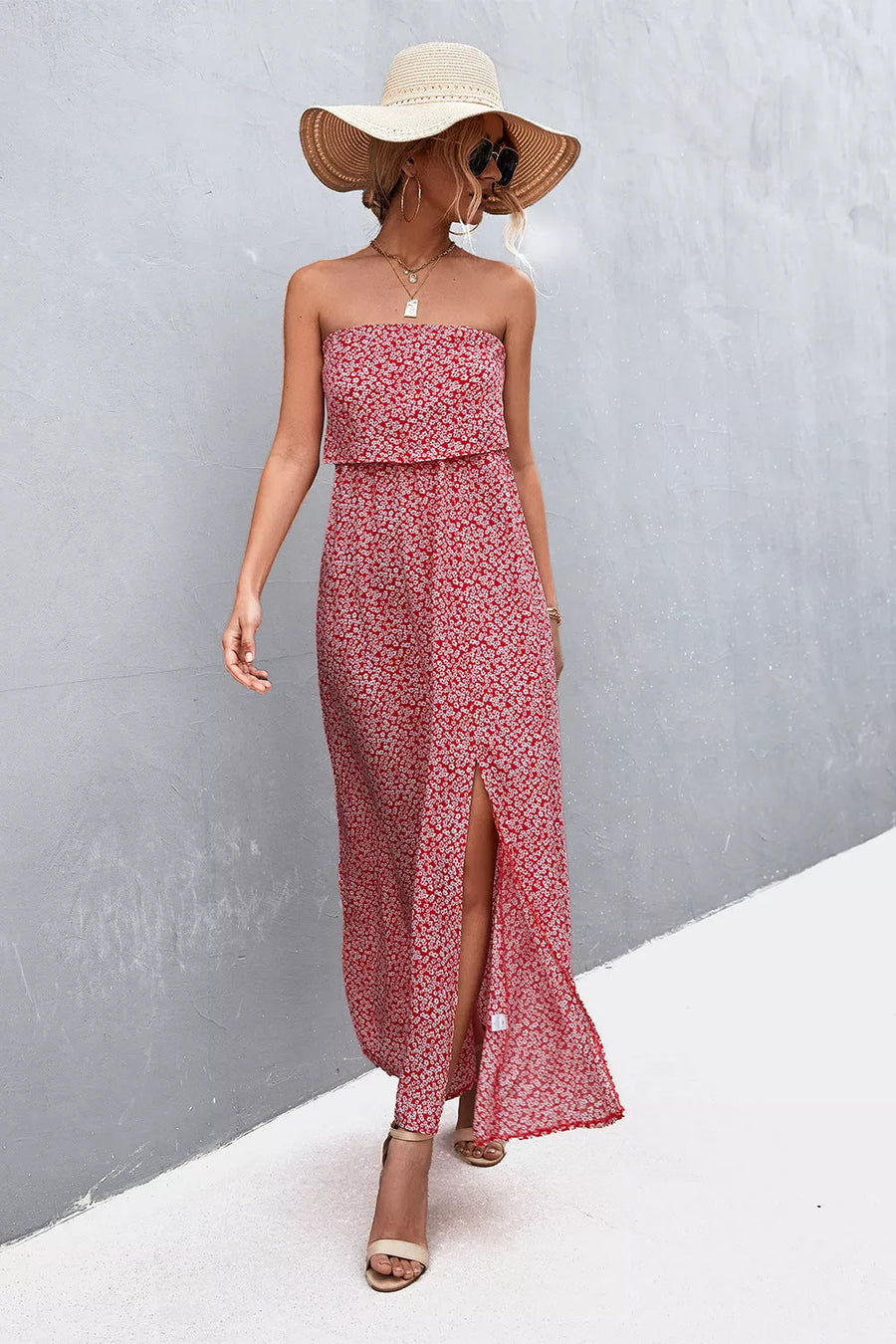 Strapless Split Maxi Dress - 3IN SMART Shop  #