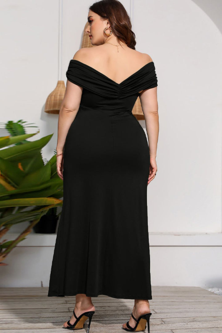 Plus Size Crossover Off-Shoulder Split Dress - 3IN SMART Shop  #