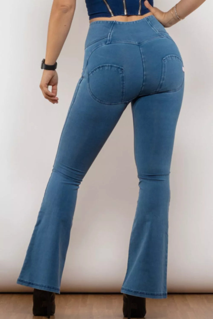 Zip Detail Flare Long Jeans - 3IN SMART Shop  #