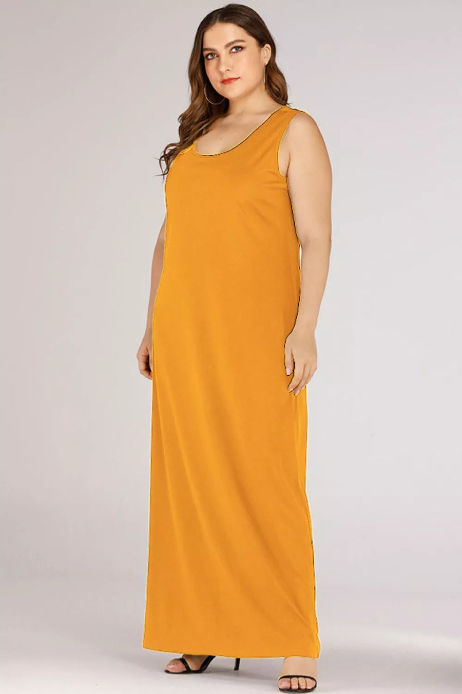 Plus Size Scoop Neck Maxi Tank Dress - 3IN SMART Shop  #