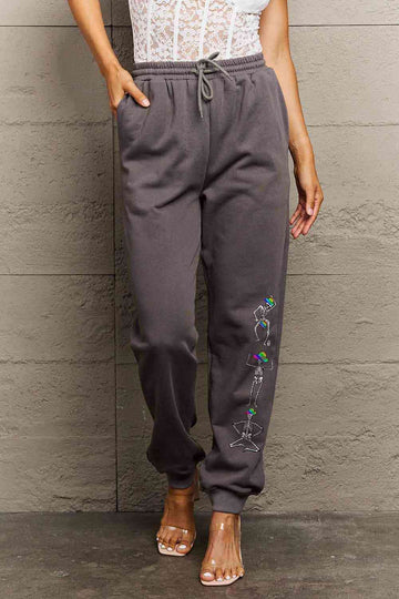 Full Size SKELETON Graphic Sweatpants - 3IN SMART Shop  #