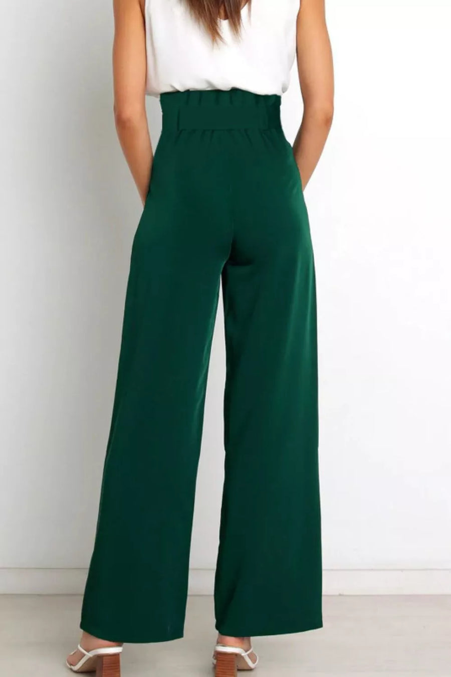 Tie Front Paperbag Wide Leg Pants - 3IN SMART Shop  #