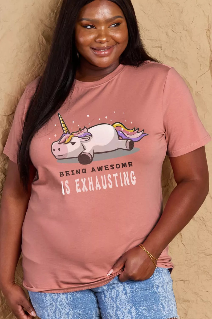 Full Size BEING AWESOME IS EXHAUSTING Graphic Cotton Tee - 3IN SMART Shop  #