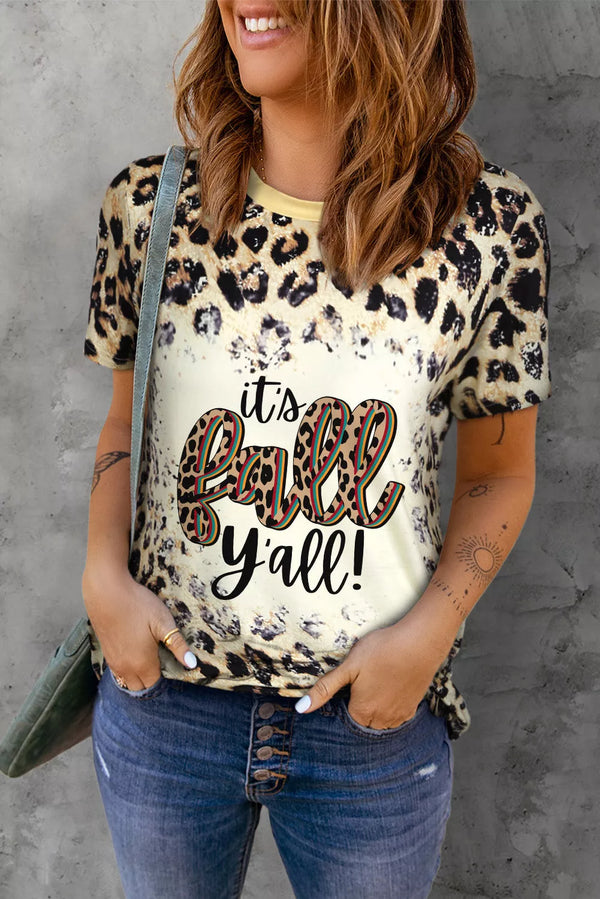 Round Neck Short Sleeve Printed IT'S FALL Y'ALL Graphic Tee - 3IN SMART Shop  #
