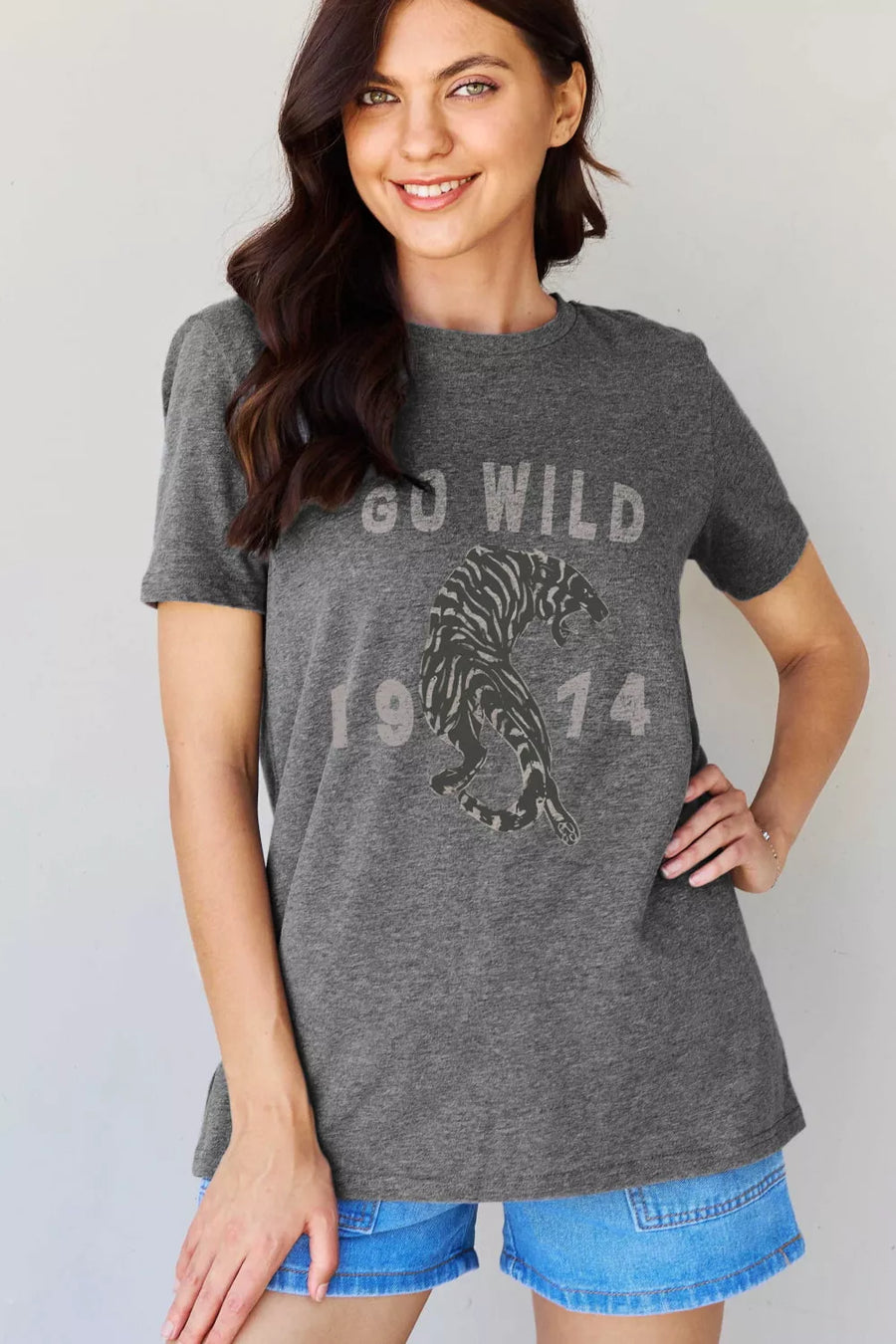 Full Size GO WILD 1974 Graphic Cotton Tee - 3IN SMART Shop  #