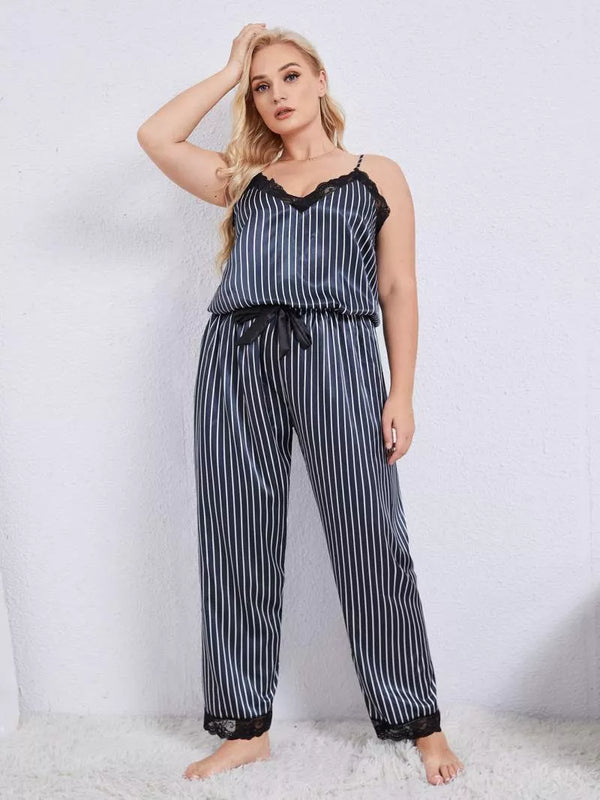 Plus Size Lace Pants Pajama Set - 3IN SMART Shop  #
