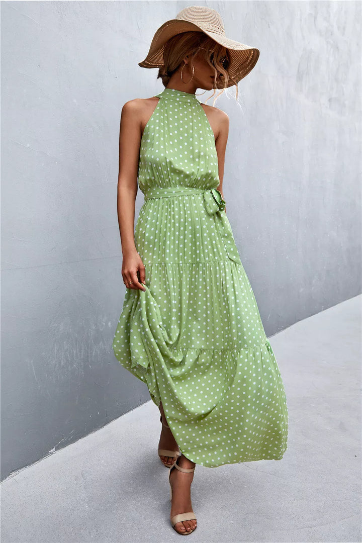 Printed Sleeveless Tie Waist Maxi Dress - 3IN SMART Shop  #