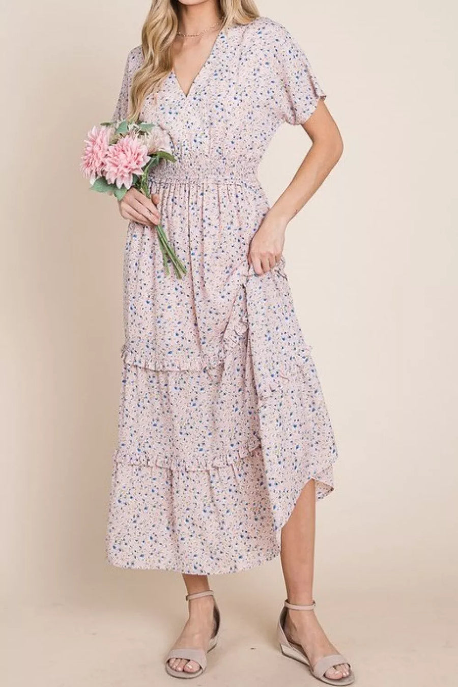 Sleeve Maxi Dress in Blush Pink - 3IN SMART Shop  #