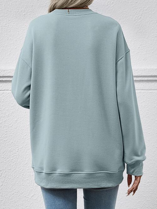 Round Neck Long Sleeve Sweatshirt - 3IN SMART Shop  #