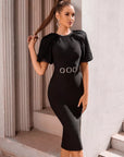 Dress Short Puff Sleeve Elegant Mesh - 3IN SMART Shop  #