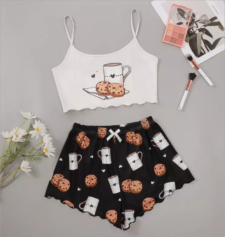 Women's Sleepwear Cartoon Print Short Set Pajamas