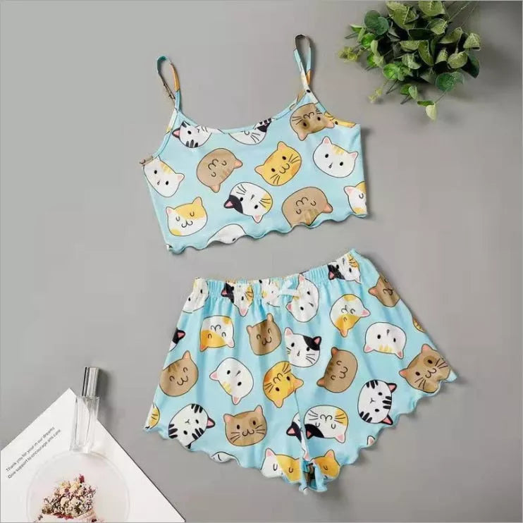 Women's Sleepwear Cartoon Print Short Set Pajamas