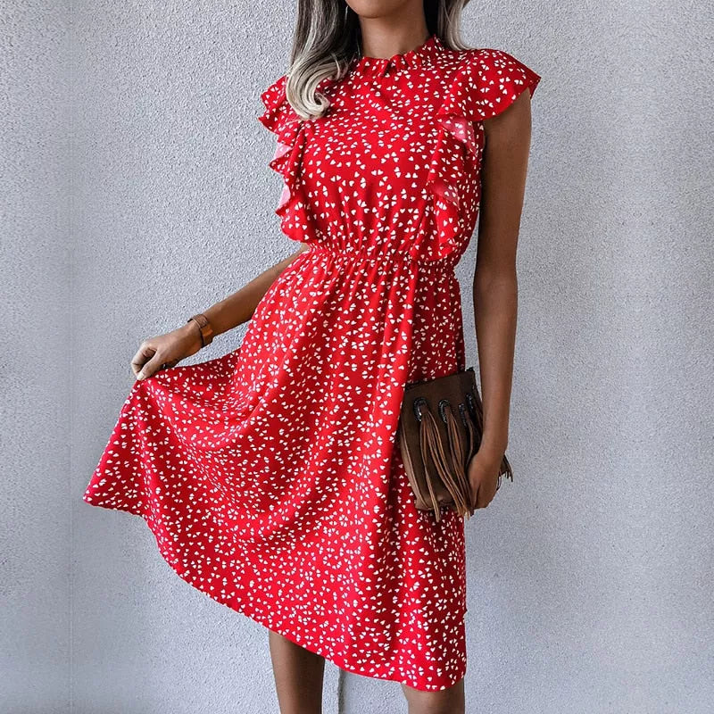 Dot Print Dress Medium Long Chiffon - 3IN SMART Shop  #