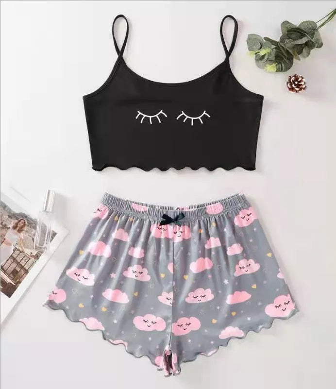 Women's Sleepwear Cartoon Print Short Set Pajamas