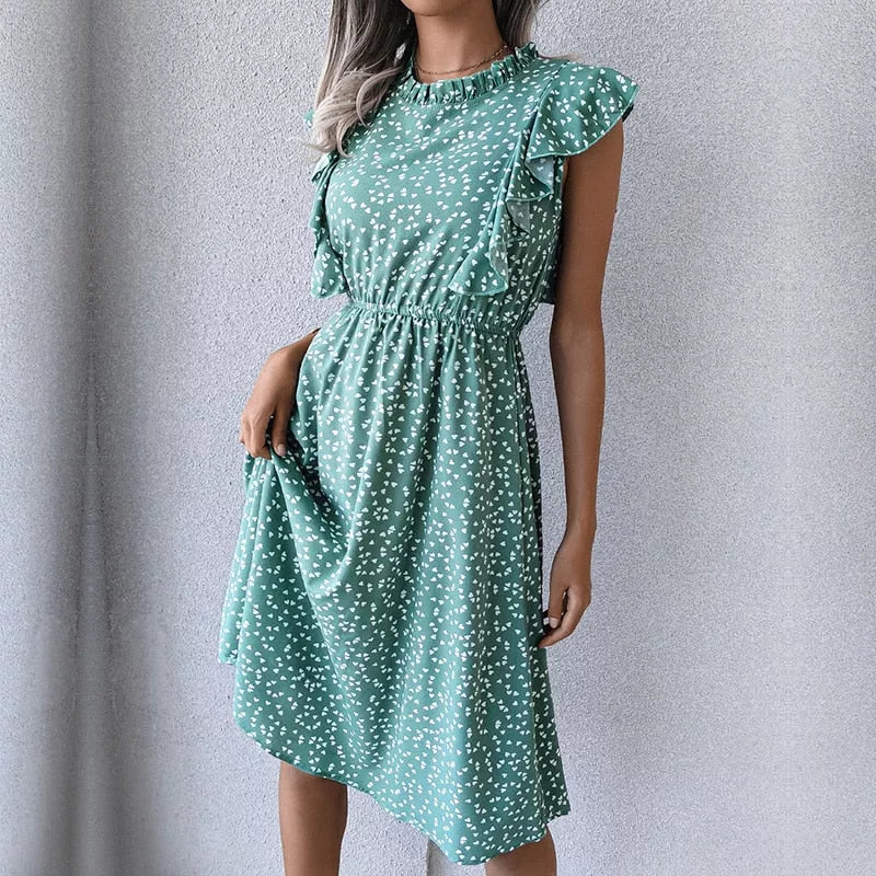 Dot Print Dress Medium Long Chiffon - 3IN SMART Shop  #