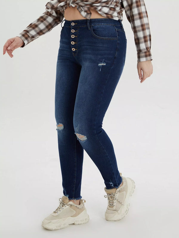 Plus Size Button Fly Jeans - 3IN SMART Shop  #