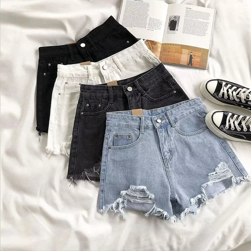 Casual High Waist Denim Shorts Women - 3IN SMART Shop  #