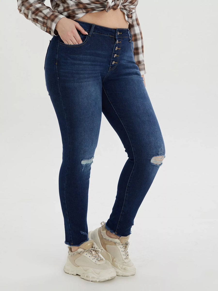 Plus Size Button Fly Jeans - 3IN SMART Shop  #