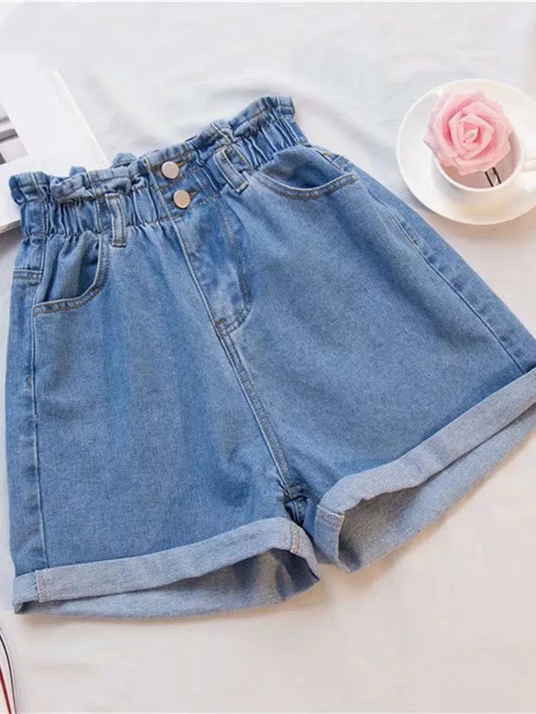 Denim Shorts Harem Ruffled - 3IN SMART Shop  #