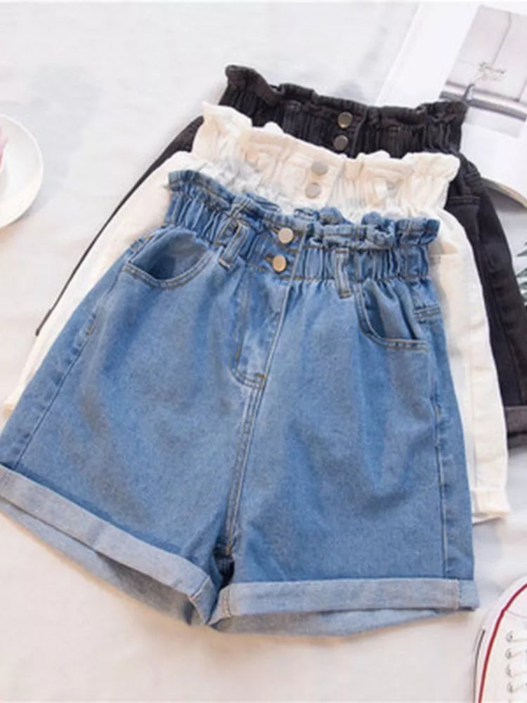 Denim Shorts Harem Ruffled - 3IN SMART Shop  #