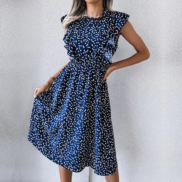 Dot Print Dress Medium Long Chiffon - 3IN SMART Shop  #